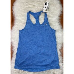NWT Adidas Racerback Athletic Striped Tank Top Blue Size Medium